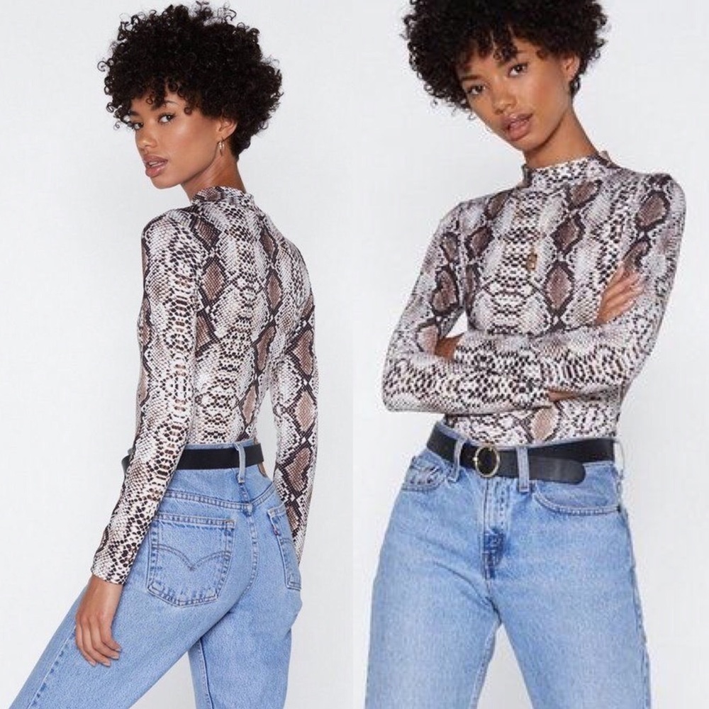 Nasty Gal Python Snake Your Own Luck Bodysuit Women’s Size 6